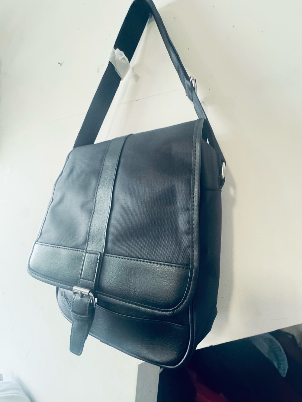 Cat & Jack Black Men's Messenger Bag with Front Buckle